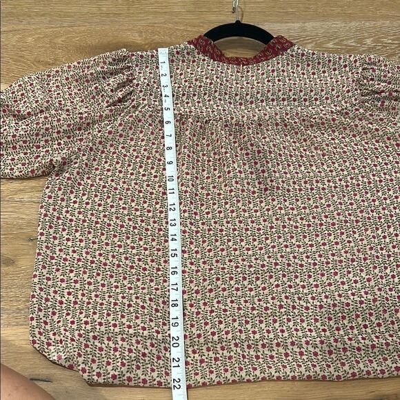 Misa Los Angeles Pink and Cream Floral Blouse, Size Large - Picture 11 of 12